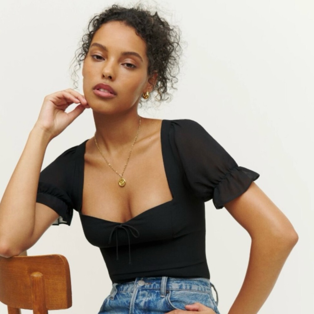 Reformation Develan Black Women's Top size 0
